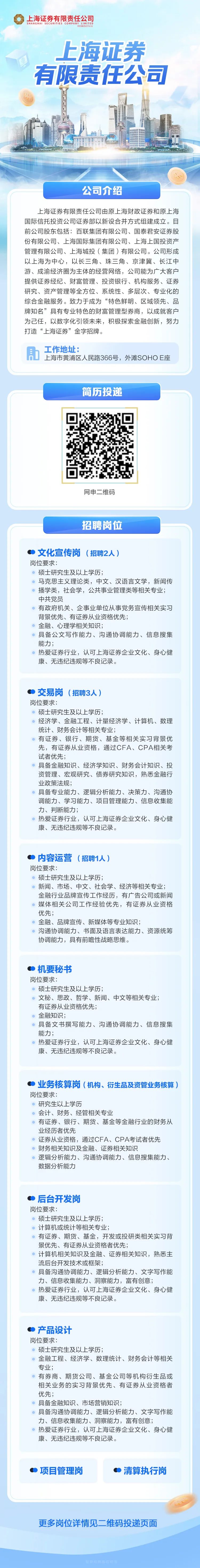 国企校招| 上海证券有限责任公司2025春季校园招聘——兰州大学就业信息网