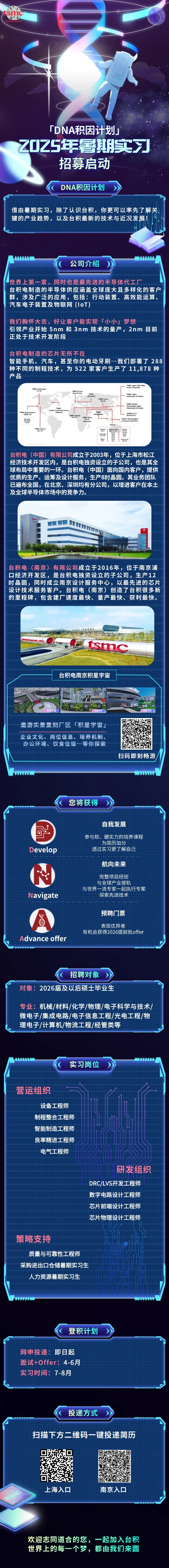 台积电2026届暑期实习招聘启动！表现优异可获得提前批offer！——兰州大学就业信息网